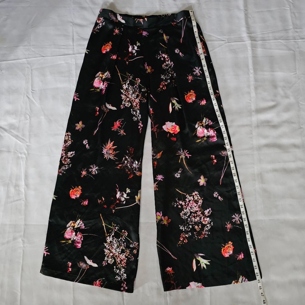 Victoria's Secret Women's Black Floral Satin Wide Leg Palazzo Pants Size XL NWT - Picture 14 of 14
